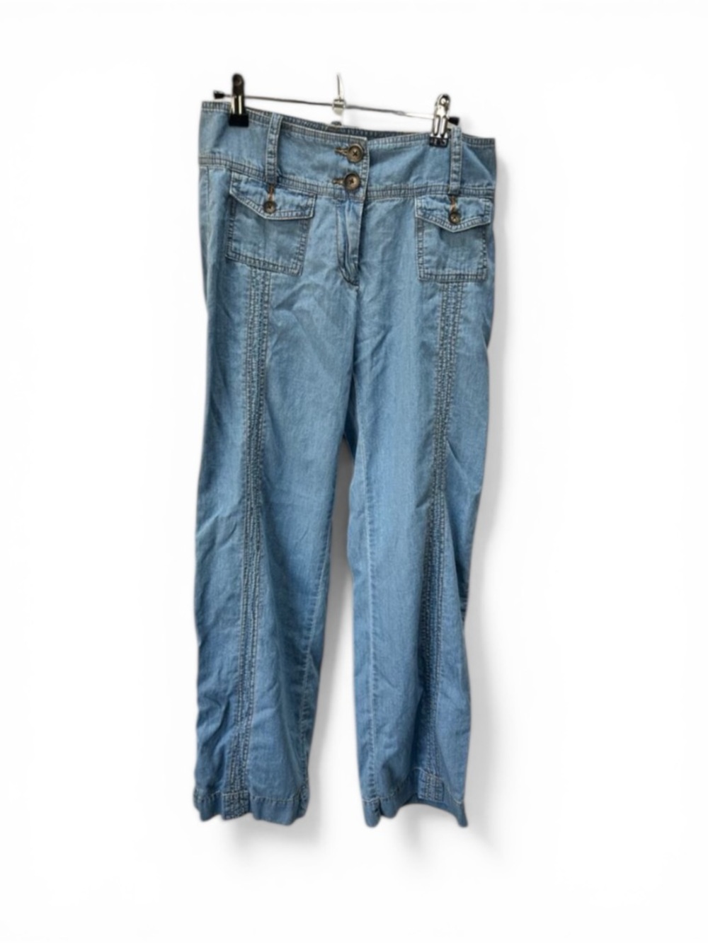 Cabi Size 2 (M) Lightweight Denim Wide Leg Jeans 100% Cotton Boho Festival Vibes
